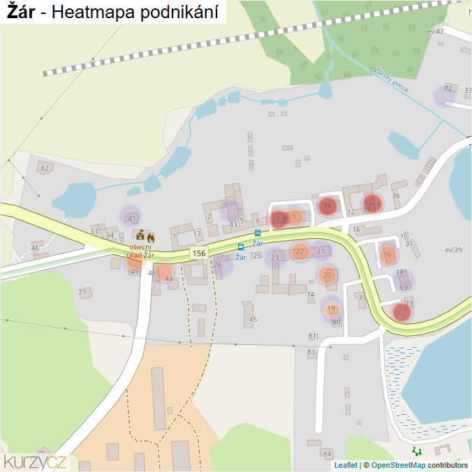 Mapa Žár - Firmy v části obce.