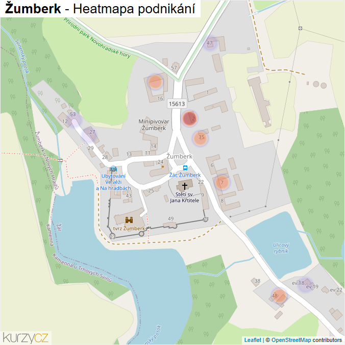 Mapa Žumberk - Firmy v části obce.