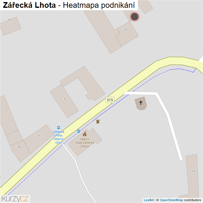 Mapa Zářecká Lhota - Firmy v obci.