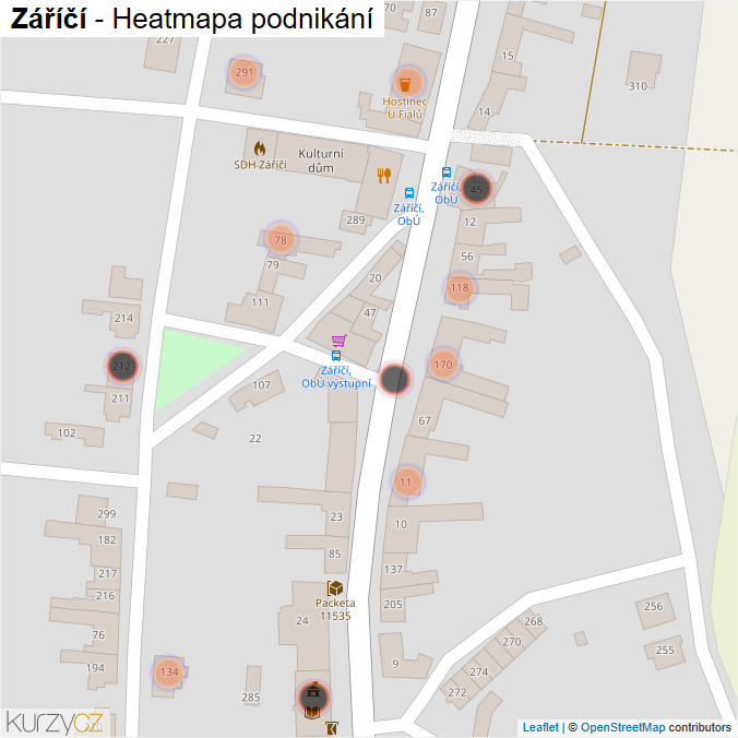 Mapa Záříčí - Firmy v obci.