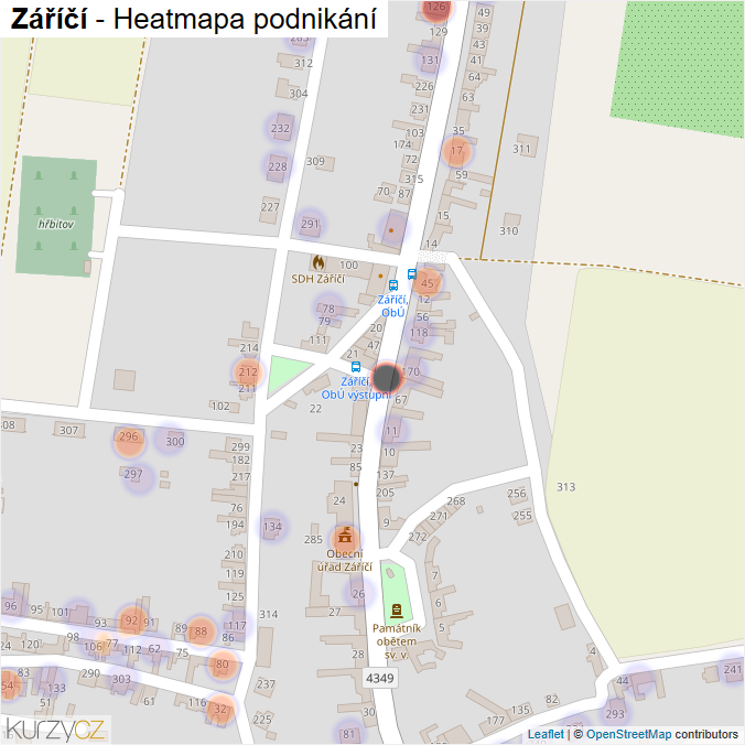 Mapa Záříčí - Firmy v části obce.