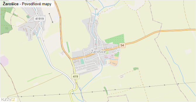 Žarošice - záplavové mapy stoleté vody