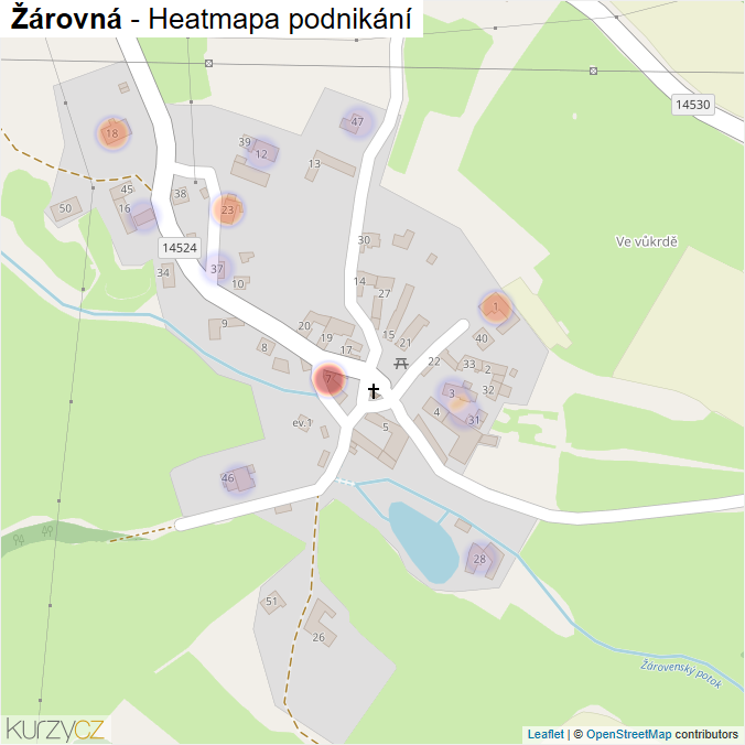 Mapa Žárovná - Firmy v části obce.