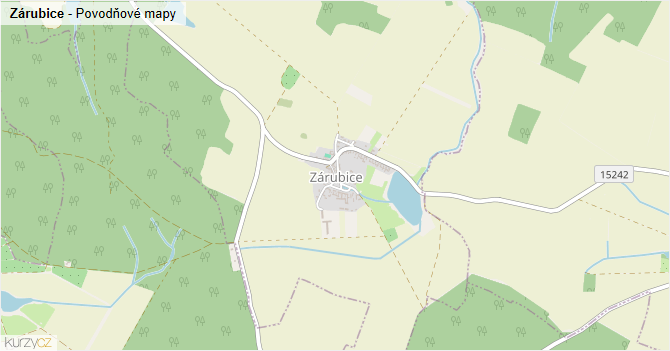 Zárubice - záplavové mapy stoleté vody