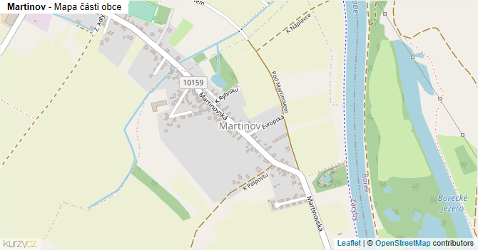 Martinov - mapa části obce