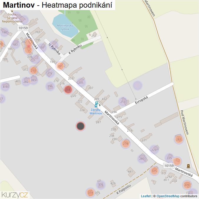 Mapa Martinov - Firmy v části obce.