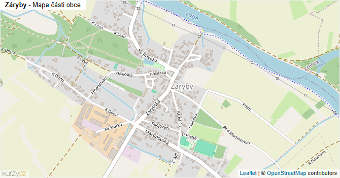 Záryby - mapa části obce