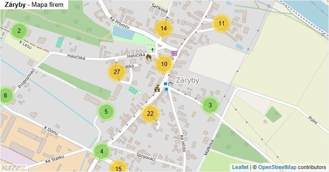 Záryby - mapa firem