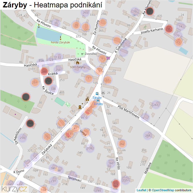 Mapa Záryby - Firmy v části obce.