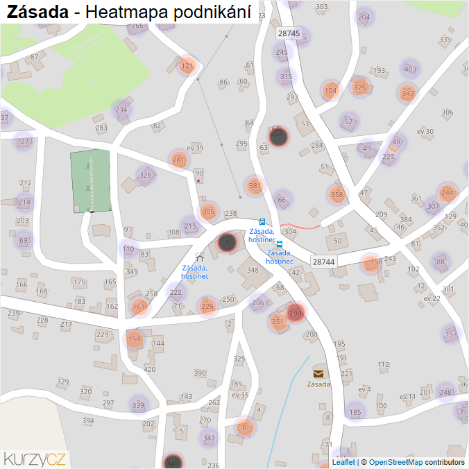 Mapa Zásada - Firmy v části obce.