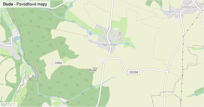 Buda - záplavové mapy stoleté vody