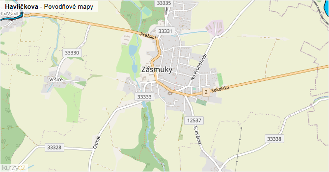 Havlíčkova - záplavové mapy stoleté vody