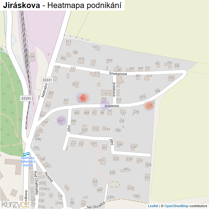 Mapa Jiráskova - Firmy v ulici.