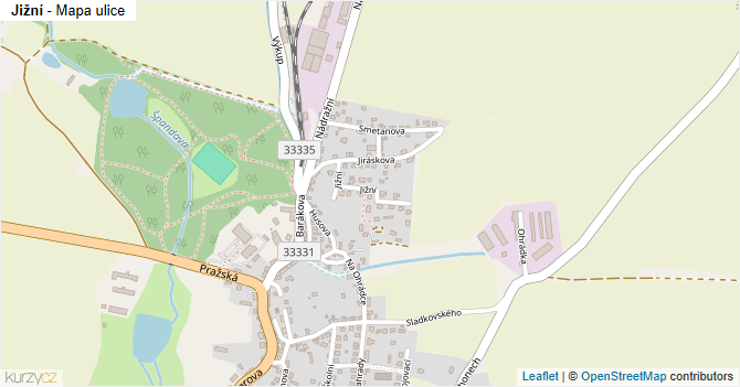 Jižní - mapa ulice