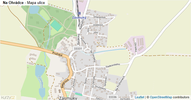 Na Ohrádce - mapa ulice
