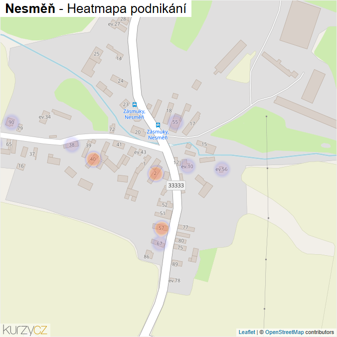 Mapa Nesměň - Firmy v části obce.