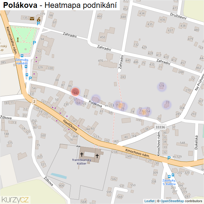 Mapa Polákova - Firmy v ulici.