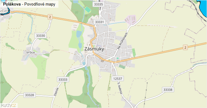 Polákova - záplavové mapy stoleté vody