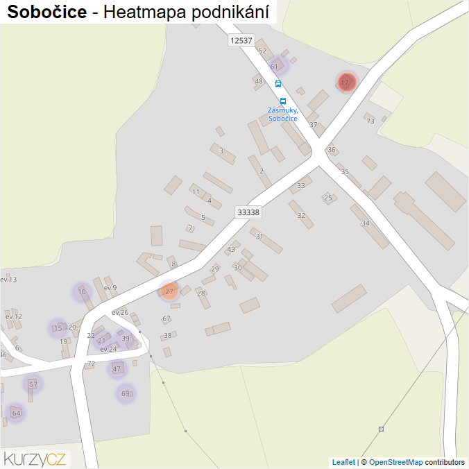 Mapa Sobočice - Firmy v části obce.