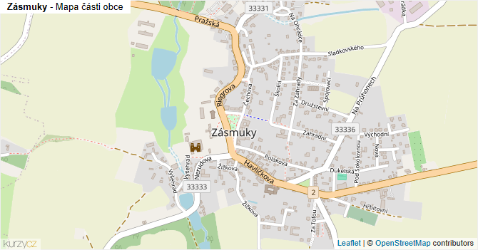 Zásmuky - mapa části obce