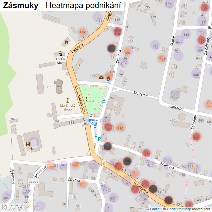 Mapa Zásmuky - Firmy v části obce.