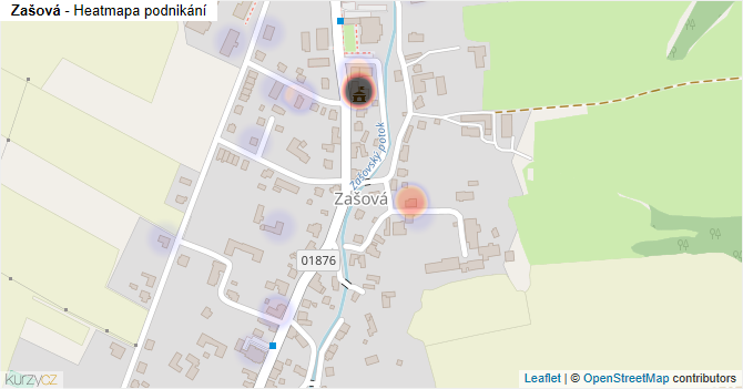 Zašová - mapa podnikání