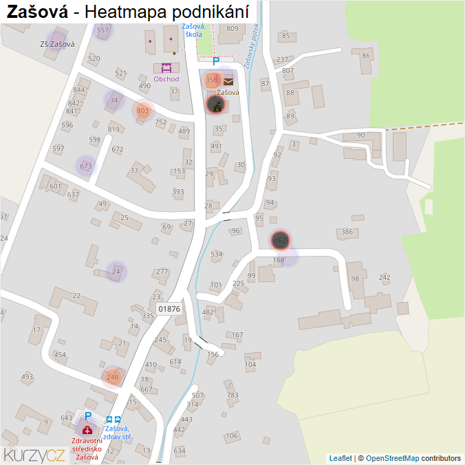 Mapa Zašová - Firmy v obci.