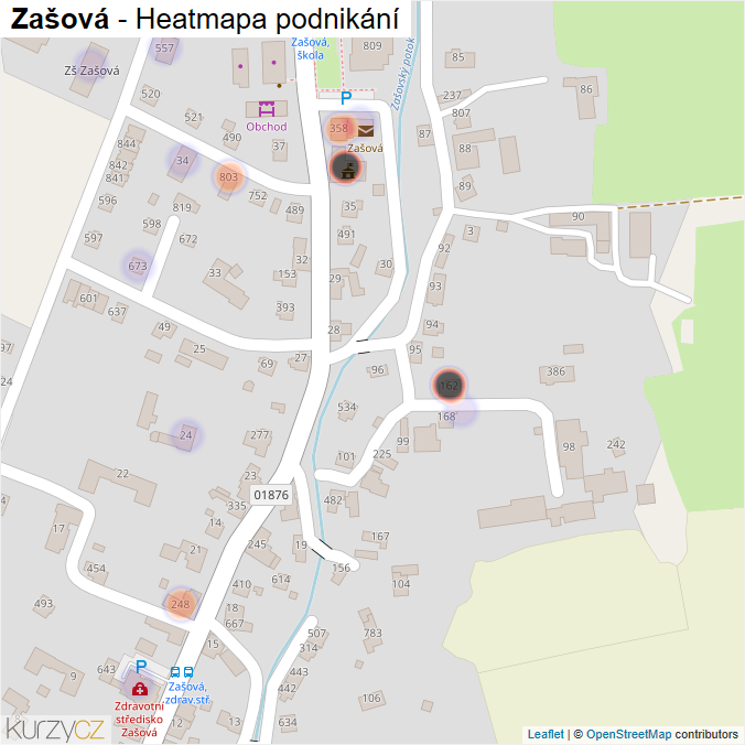 Mapa Zašová - Firmy v části obce.