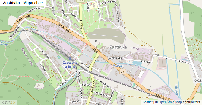 Zastávka - mapa obce