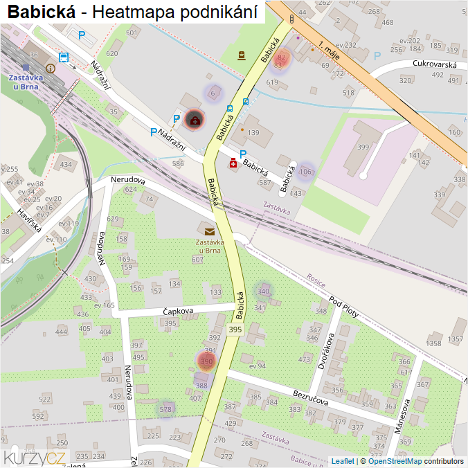 Mapa Babická - Firmy v ulici.
