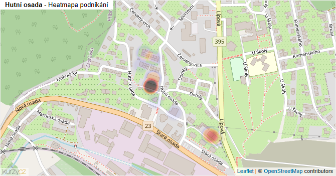 Hutní osada - mapa podnikání