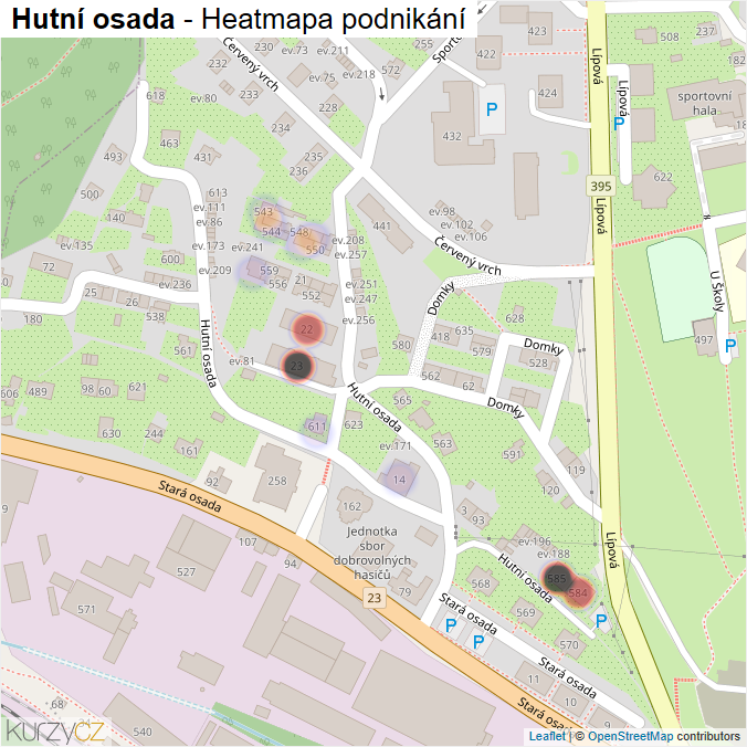 Mapa Hutní osada - Firmy v ulici.