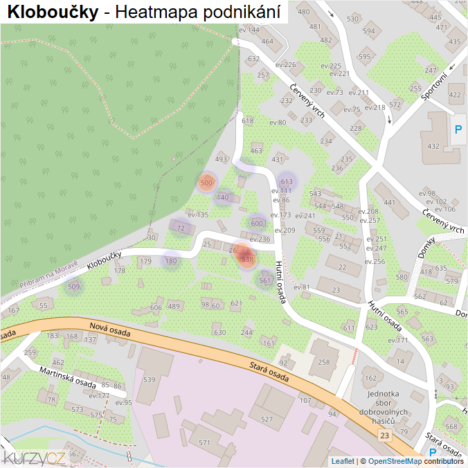 Mapa Kloboučky - Firmy v ulici.