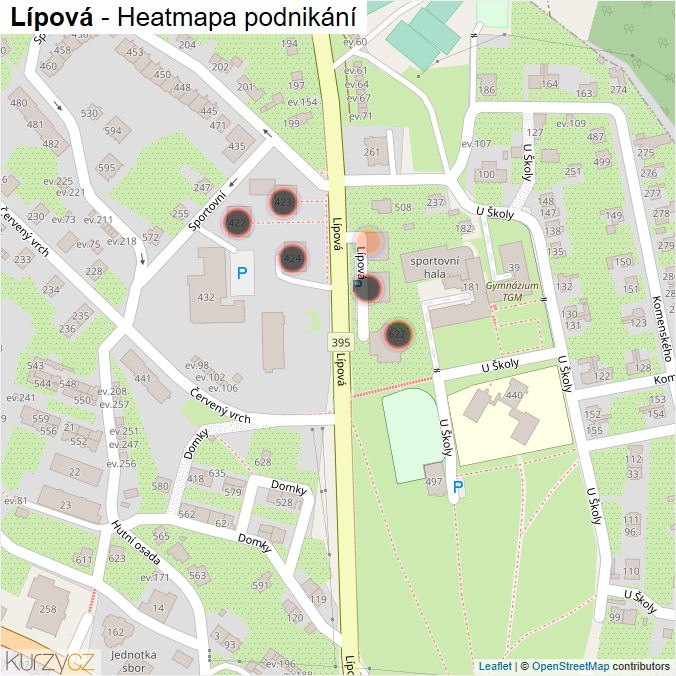 Mapa Lípová - Firmy v ulici.