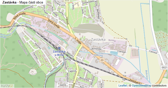 Zastávka - mapa části obce