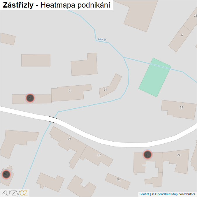 Mapa Zástřizly - Firmy v obci.
