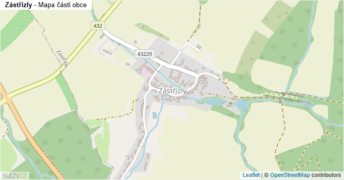 Zástřizly - mapa části obce