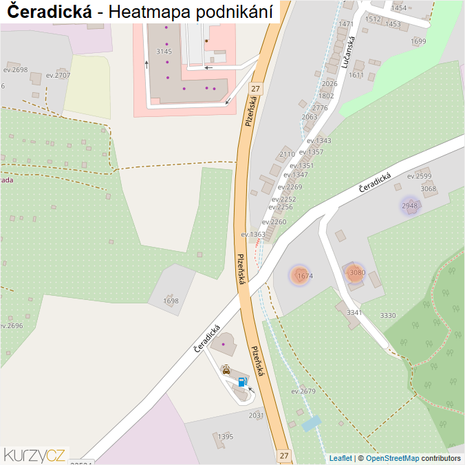 Mapa Čeradická - Firmy v ulici.