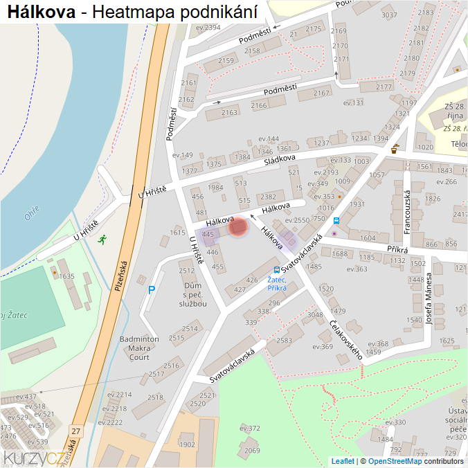 Mapa Hálkova - Firmy v ulici.