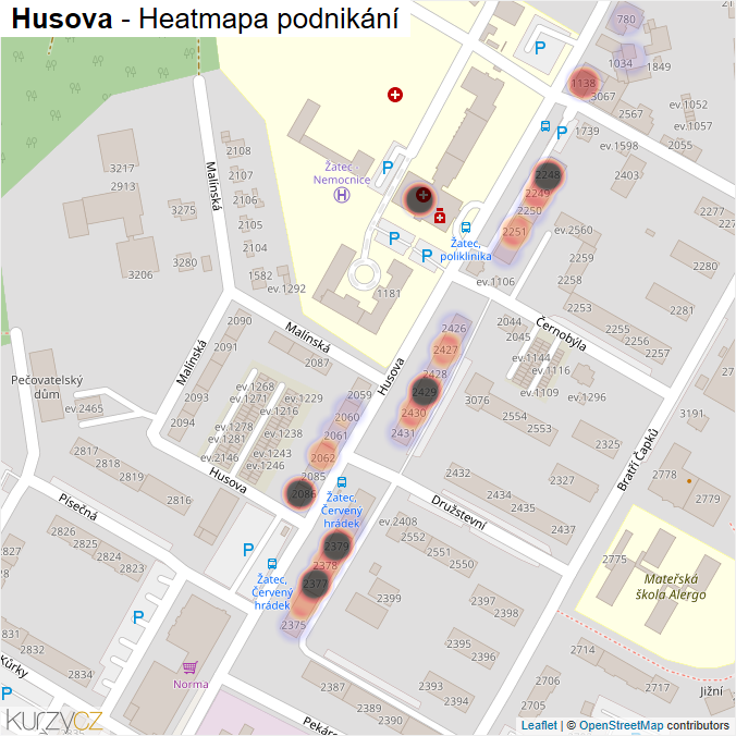 Mapa Husova - Firmy v ulici.