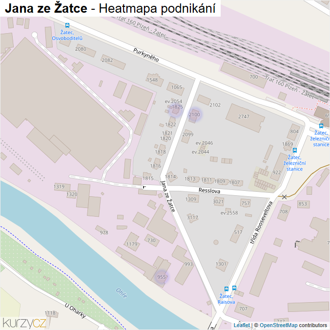 Mapa Jana ze Žatce - Firmy v ulici.