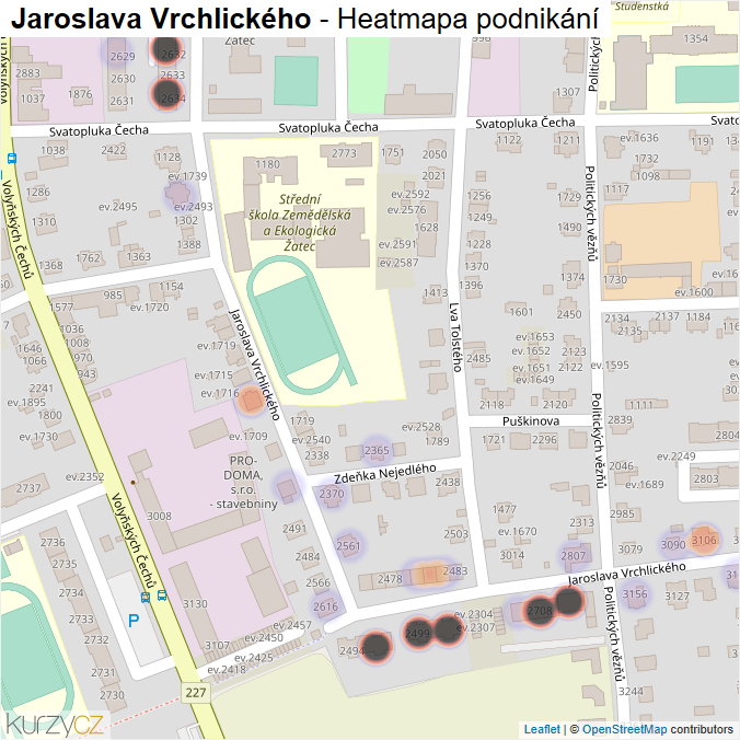 Mapa Jaroslava Vrchlického - Firmy v ulici.