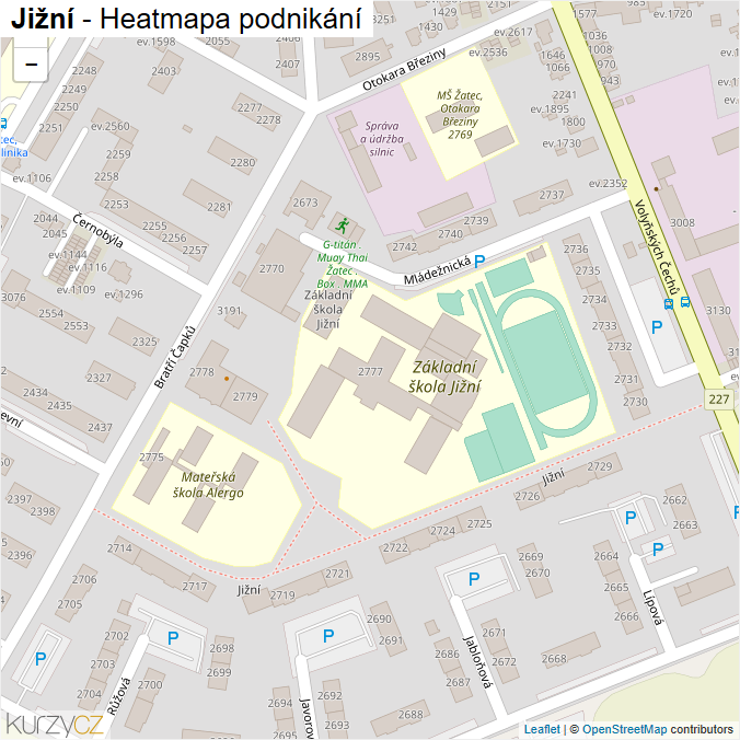 Mapa Jižní - Firmy v ulici.