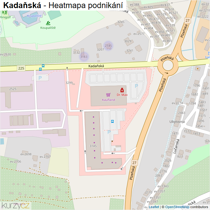 Mapa Kadaňská - Firmy v ulici.