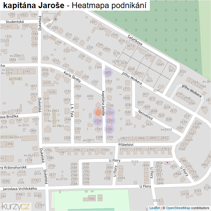 Mapa kapitána Jaroše - Firmy v ulici.