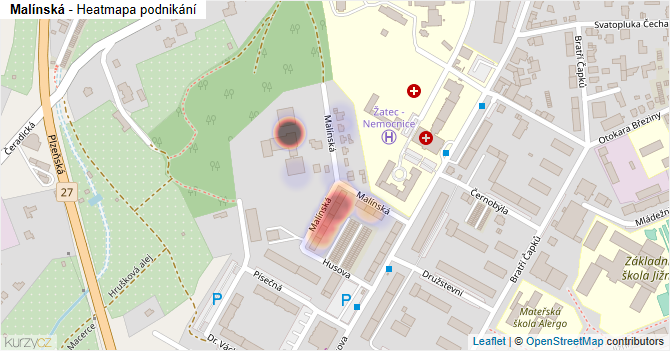 Malínská - mapa podnikání