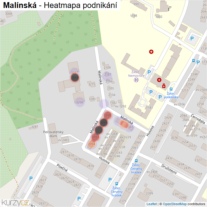 Mapa Malínská - Firmy v ulici.