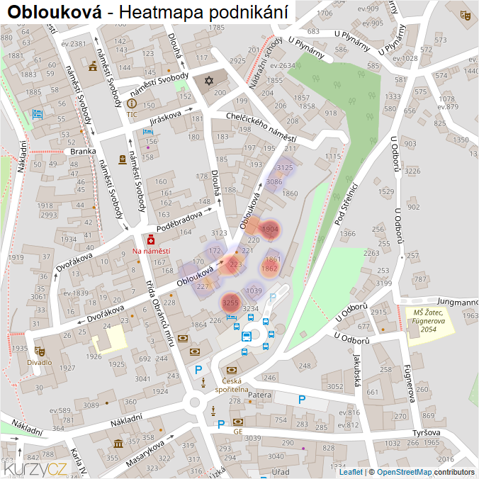Mapa Oblouková - Firmy v ulici.
