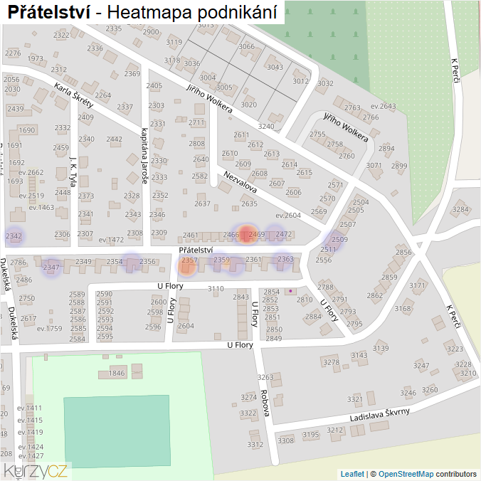 Mapa Přátelství - Firmy v ulici.