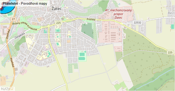 Přátelství - záplavové mapy stoleté vody